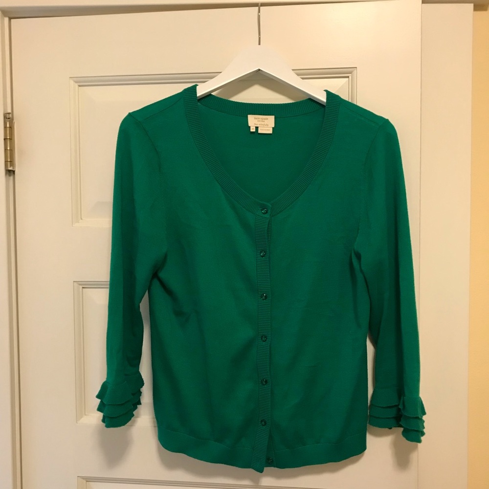 Kate Spade green flutter sleeve cardigan